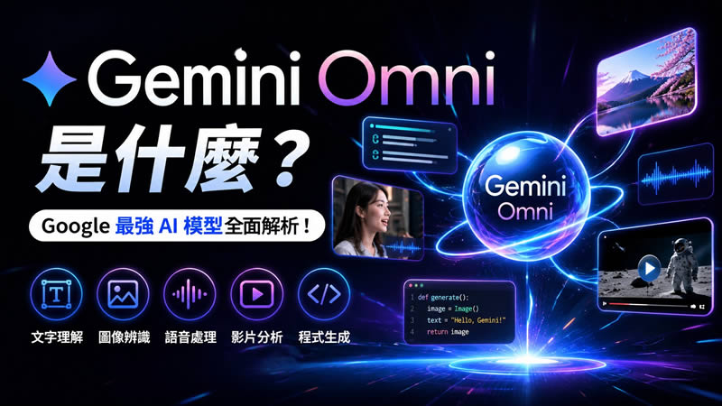 Gemini Omni 是什麼？Google I/O 2026 發表的旗艦影片 AI 完整解析